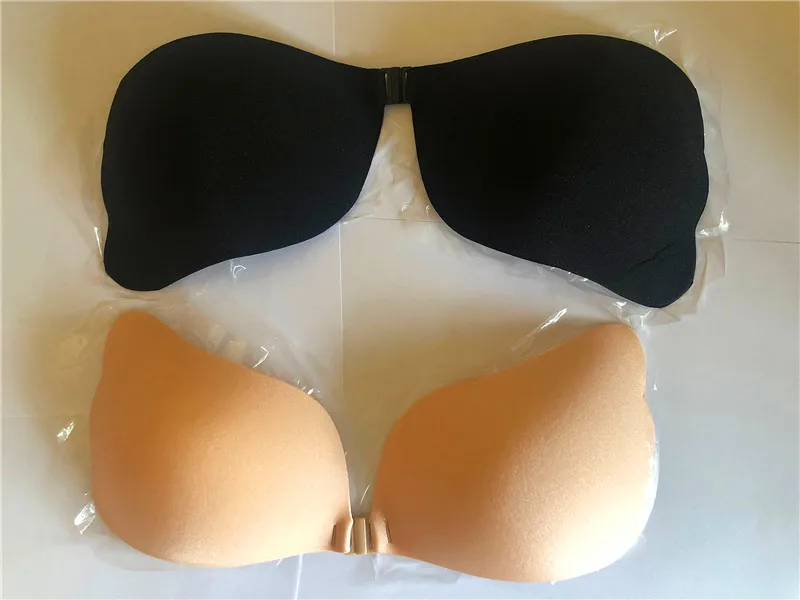 100/lot Women Self Adhesive Strapless Bandage Blackless Solid Bra Stick Gel Silicone Push Up women's underwear Invisible Bra
