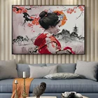 Японских гейш холст со скандинавскими мотивами плакат современные прикроватные фон принты для домашнего декора живопись на холсте искусство стены фотографии живой розы