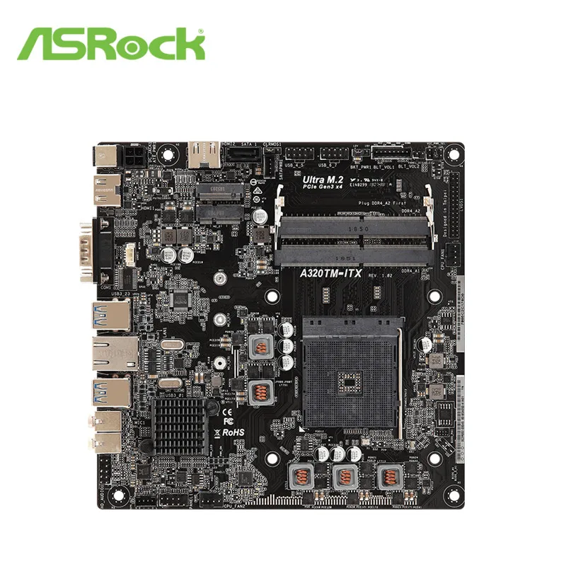 Новый Asrock A320 AM4 MINI-ITX Htpc Moederbord Voor A320TM-ITX системная плата USB3.1 M.2 DDR4 | Компьютеры и офис