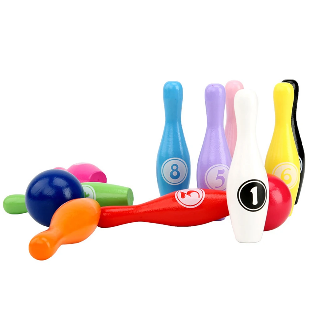 Деревянные красочные шарики для боулинга в виде цифр набор спортивных игр