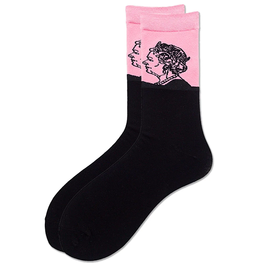 

5 Pairs Cartoon Retro Print Woman Socks Cotton for Spring Autumn Winter Funny Socks Women 41901