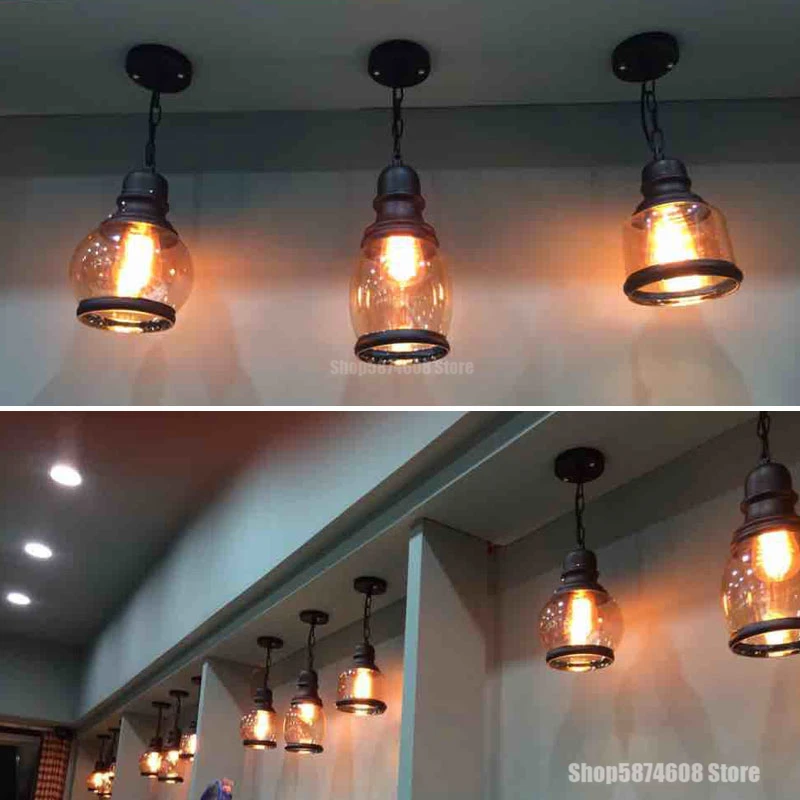 Винтажный стеклянный подвесной светильник s Bar Cafe для кухни столовой