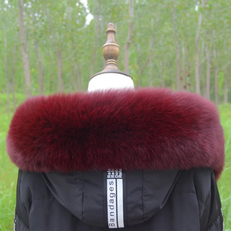 Женский натуральный Лисий меховой воротник шарф из натуральной толстой теплой