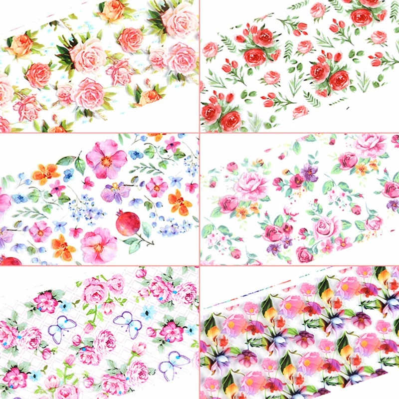 Q1QD 10 Sheets Retro Floral Butterfly Pattern Nail Art Stickers Transfer Foil Paper Starry Sky Flower Decals DIY Manicure