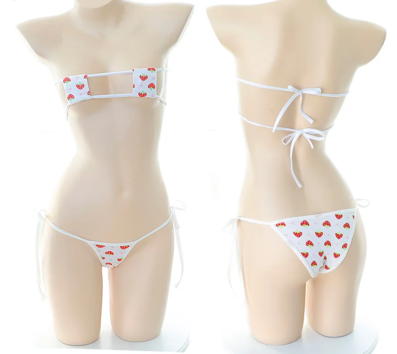 

Light sexy women fun lovely underwear uniform temptation love strawberry chest film passion three-point suit