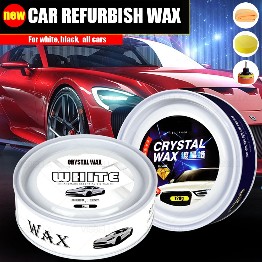 

Car Wax Crystal Plating Set Hard Glossy Wax Car Body Refurbish Layer Covering Scratch Repair Waterproof Film Polishing Kits 120g