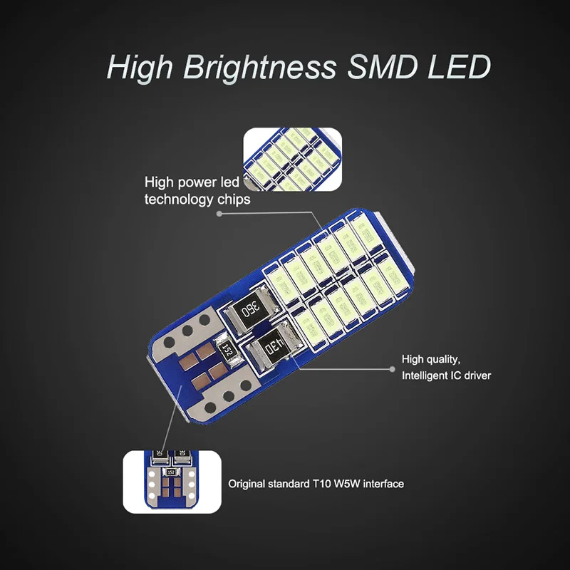 Сигнальная лампа NLpearl 10X T10 W5w Canbus Светодиодные лампочки 12 в 3014 24SMD Автомобильные