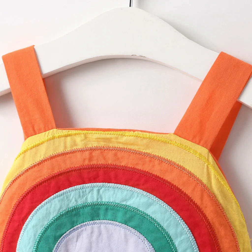 

Summer Children Dress Infants Toddler Baby Girl Dresses Rainbow Color Kids Clothes Sleeveless Princess Dresses 1-6T Girl Clothes