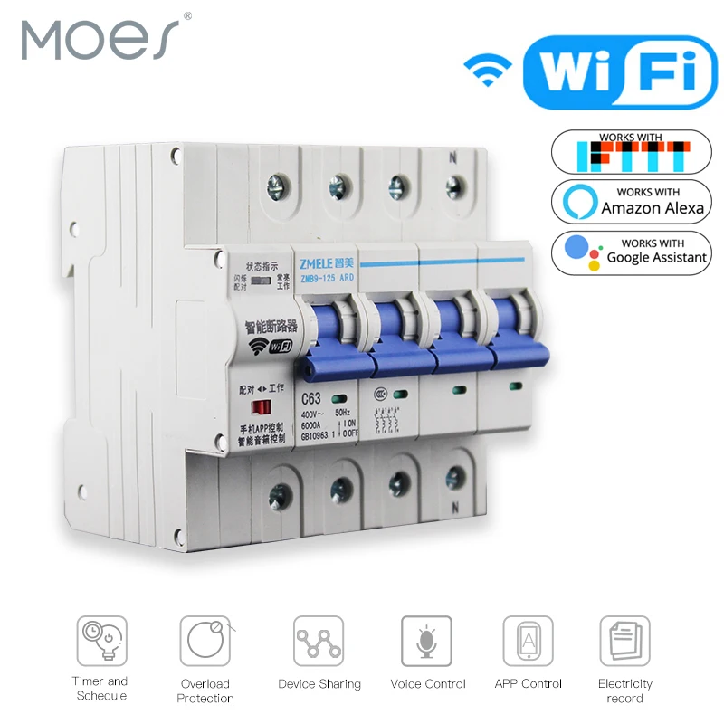 

Умный выключатель с поддержкой Wi-Fi, 4P