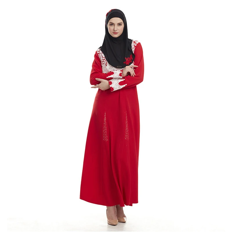 Женское платье с цветочной вышивкой элегантное мусульманское крючком одежда для