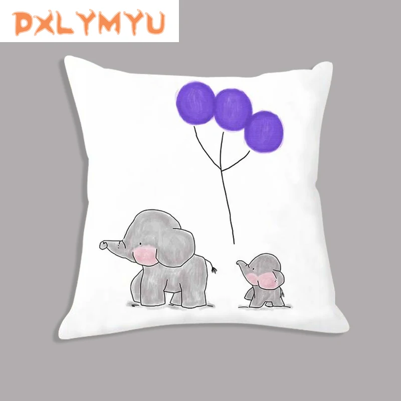 

Nordic Cushion Cover for Sofa Kids Gift Cartoon Animals Elephant Fox Print Pillowcase Soft Plush Decorative Cushion Home Decor