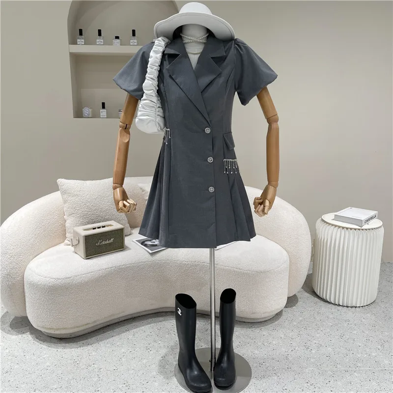 

Women's Clothing Spring Summer 2021 Fashion Niche Design double-breasted Short Sleeve Dress