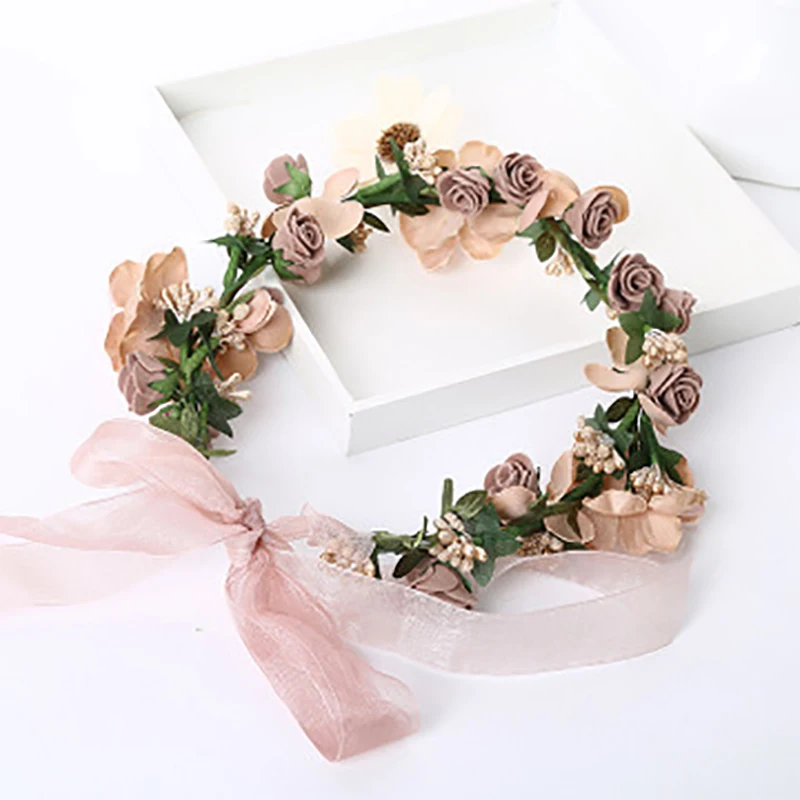 

Artificial Flower Wreath Headdress Beach Hat Decor Wedding Valentine's Day Gift Hair Accessories Halloween Decoration