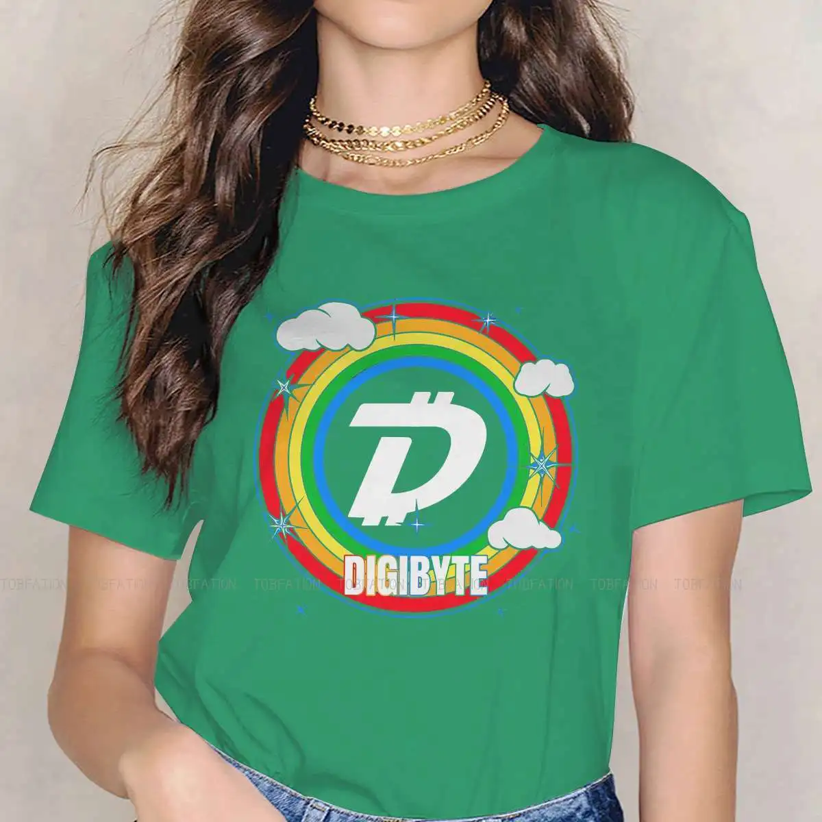 

Digibyte DGB Digital Currency Blockchain Original TShirts Rainbow Personalize T Shirt New Trend Tops
