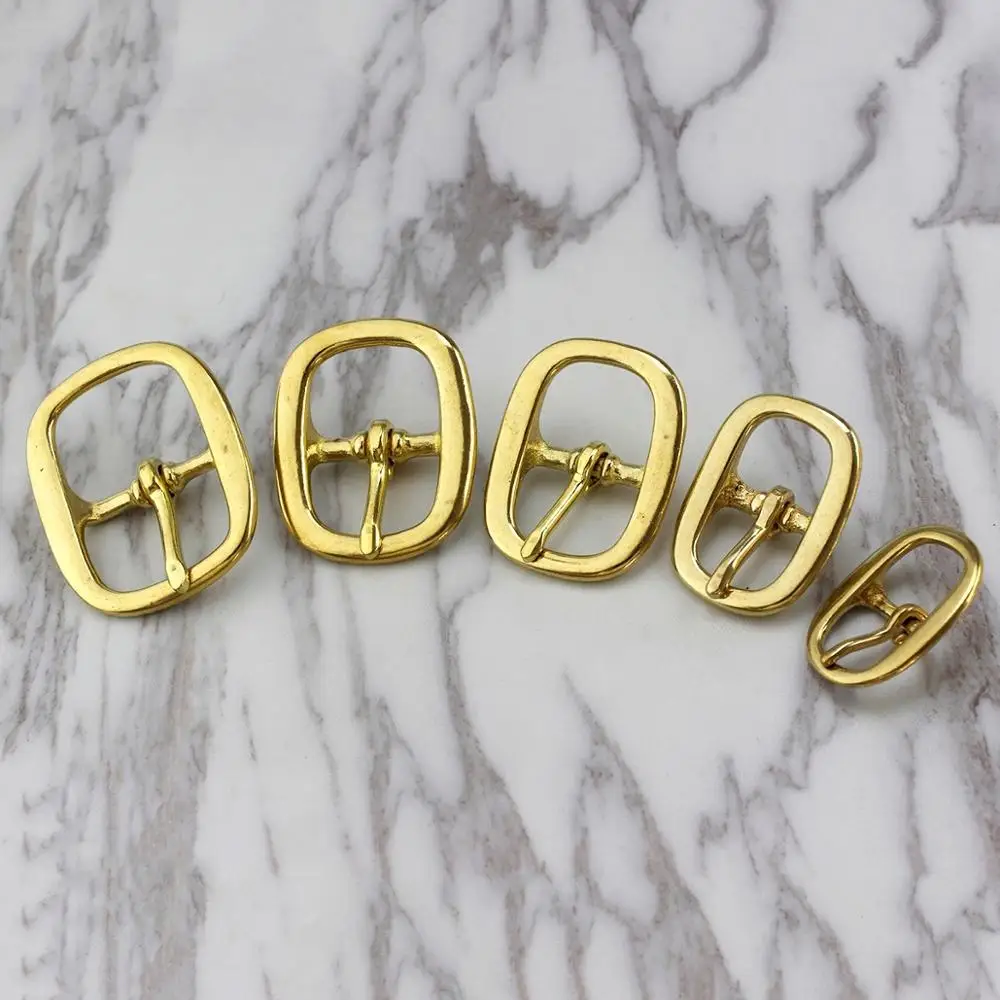 Латунная Тройная скользящая пряжка для ремня Средний центр Бар Пряжка Один Штырь