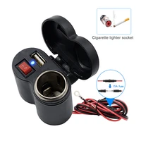 waterproof usb motorcycle handlebar charger with cigarette lighter adapter power supply socket for phone mobile dc12 45v