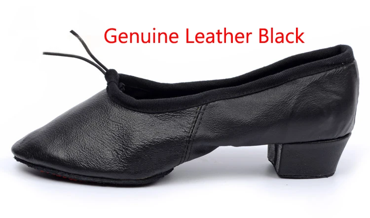 Genuine Leather BK Качественная танцевальная обувь для женщин; кожаная обувь на среднем каблуке для девочек; женские балетки; Танцевальная обувь для танца живота и йоги; обувь для учителя - Цвет: Genuine Leather BK
