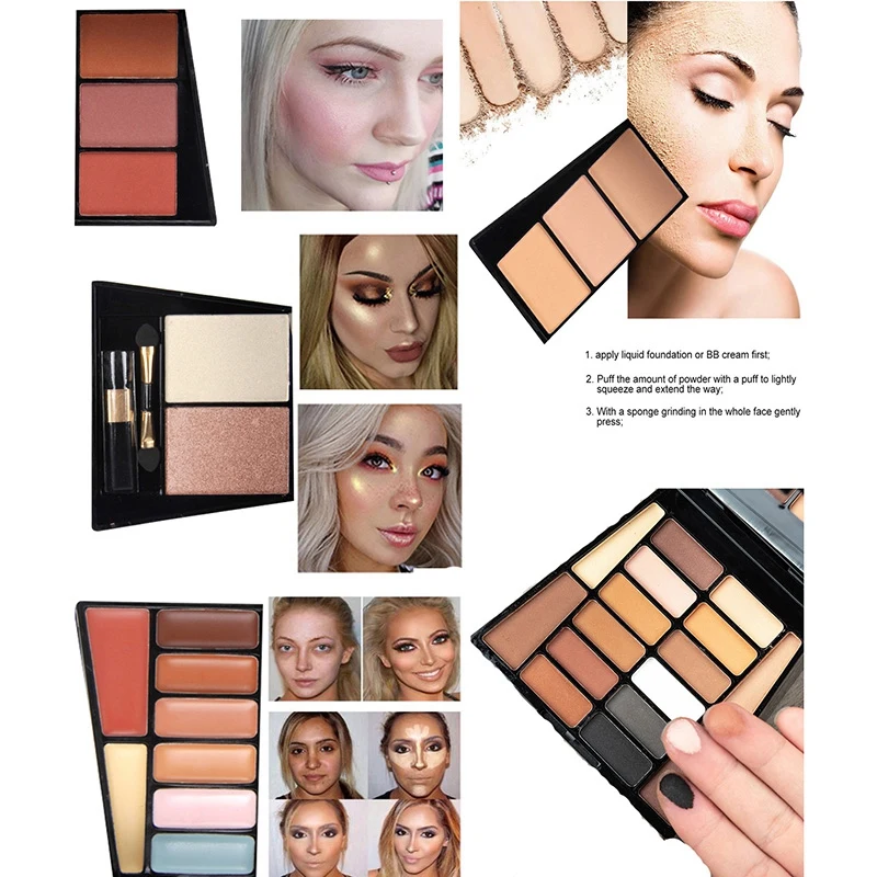 Miss Rose модные 104 цветные тени для век Блеск губ Бронзирующая Пудра Румяна