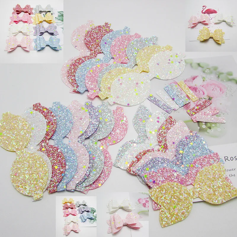 5 компл./лот блестящие DIY аппликации ручной работы с бантом для детские головные