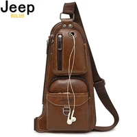 jeep buluo brand new men messenger bags hot crossbody bag famous mans leather sling chest bag fashion casual 6196