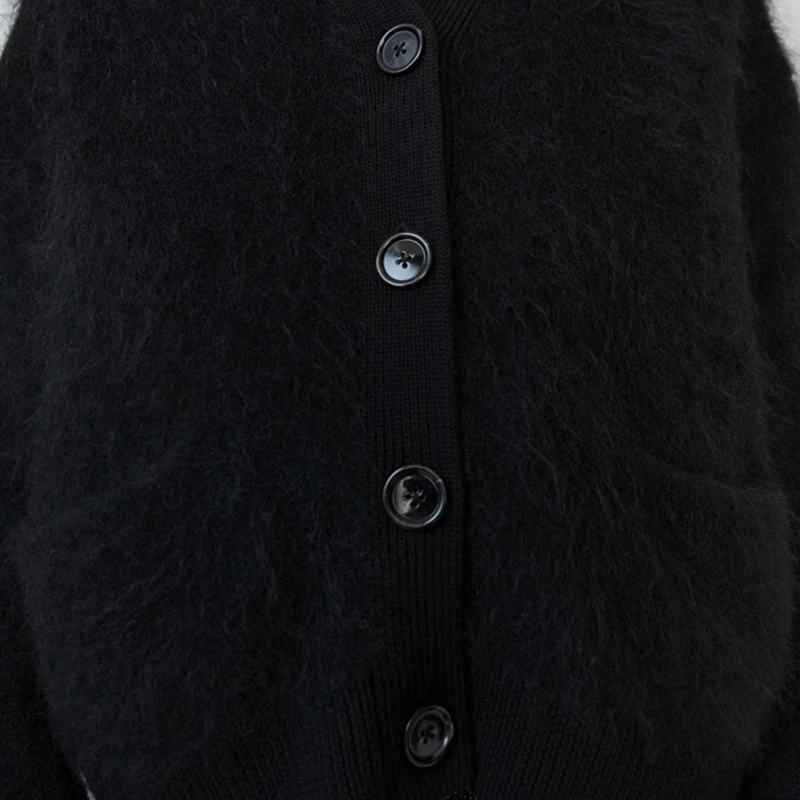 Fuzzy Wool Mohair Blended Knit Cardigan Sweater 2019 Fashion Basic Solid Single Breasted Jumper Top Winter Thick Warm Soft Coat |