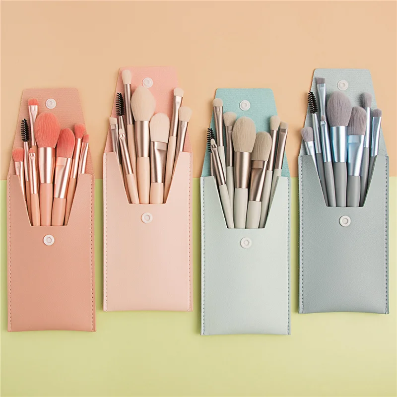 

Ronshadow 8Pcs Professional Mini Makeup Brushes Set Wood Handle Blush Foundation Powder Make Up Brush Tools Kit