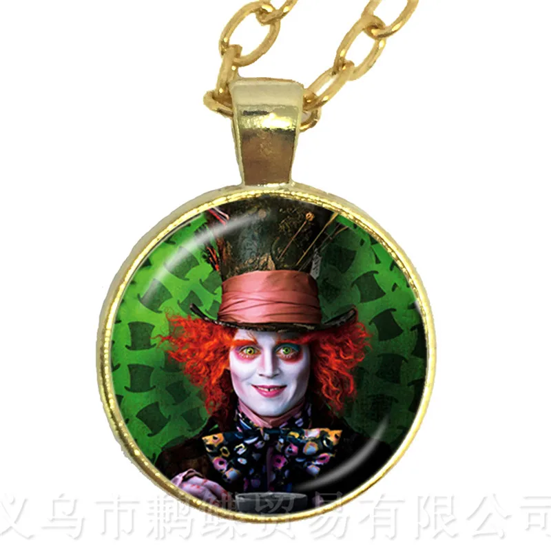 A Mad Tea Party Hatter March Hare Fairy Tale Art Classic Pendant Necklace Alice In Wonderland Women Girl Sweater chain | Украшения и