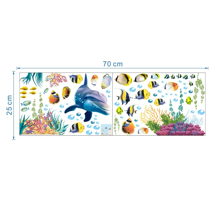 Настенные Стикеры с дельфином рыбками Аквариумом планкой для детской спальни
