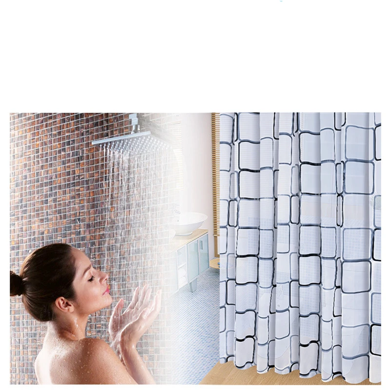 

European and American geometric bathroom shower curtain 3D waterproof and mold proof PEVA shower curtain shower curtain environm