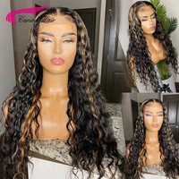 highlight blond color human hair wigs lace front human hair wigs baby hair curly human hair wig pre plucked wigs for black women