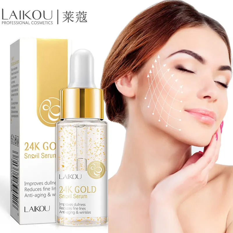 

LAIKOU 24K Gold Anti-Aging Serum Snail Hyaluronic Acid Effective Shrink Pores Anti-Wrinkle Whitening Rejuvenate Facial Essence