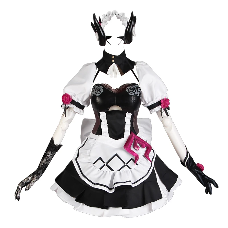 Костюм горничной чёрной розы из аниме Honkai Impact 3 Рита розовая Валкирия полный