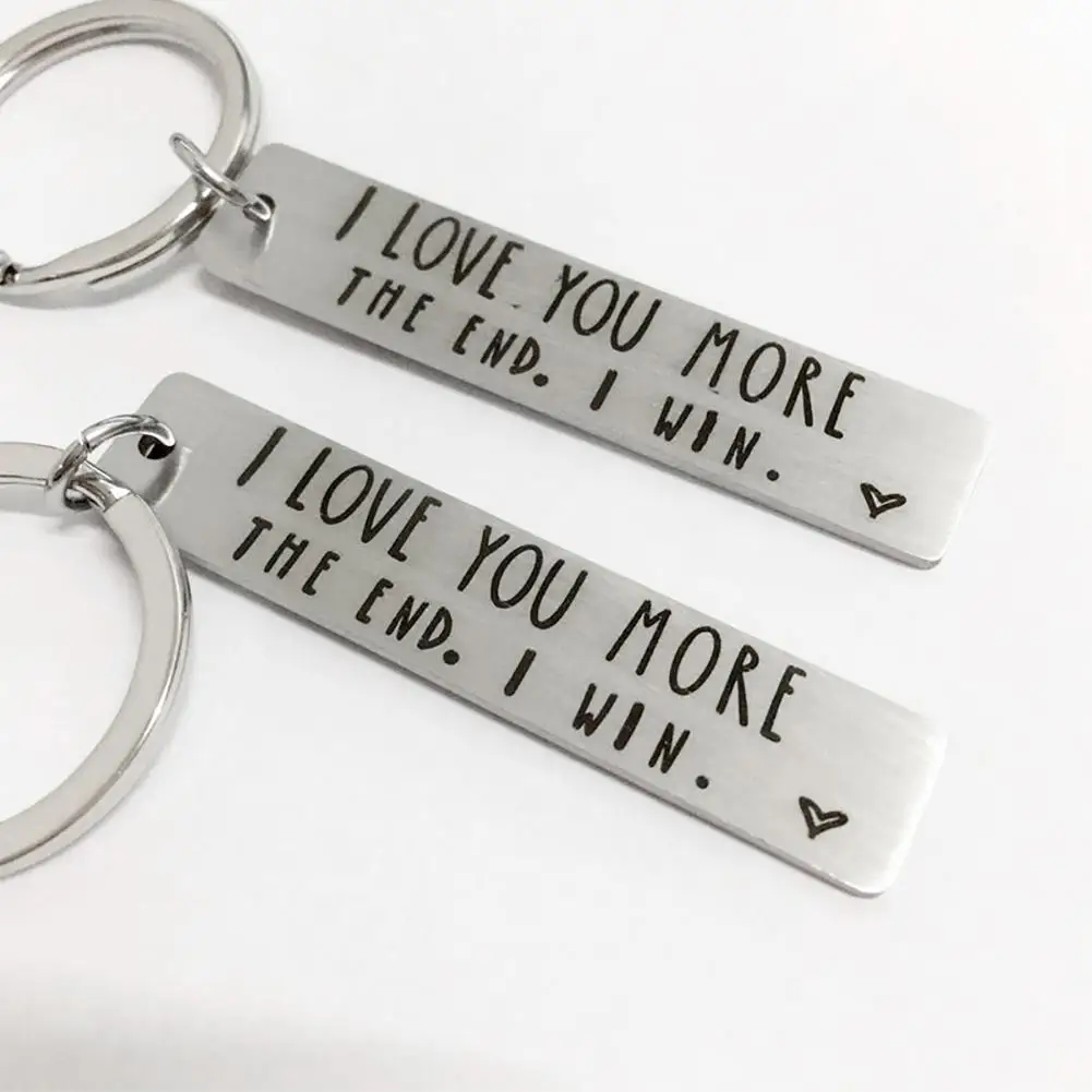 

I LOVE YOU MORE THE END Letter Strip Keychain Key Ring Holder Lovers Gift Decor Key Chain Holder Men Women Birthday Gift
