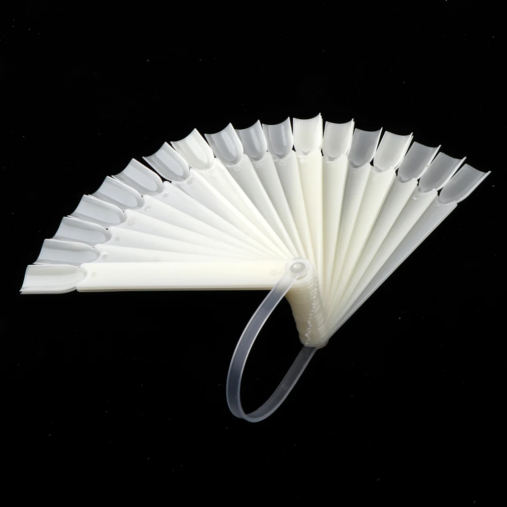 

24Pcs Fan-shaped False Fake Nail Art Tips Sticks Polish Gel Salon Display Chart