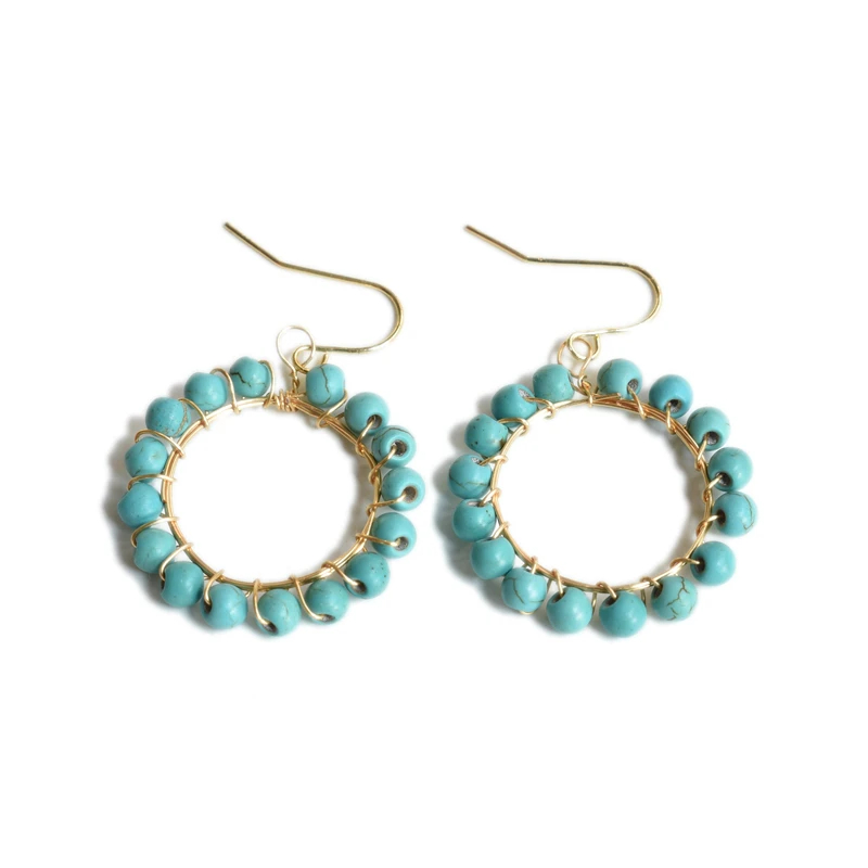 

Bohemian bridal earrings vintage ethnic characteristic turquoise color earrings statement jewelry for women girls