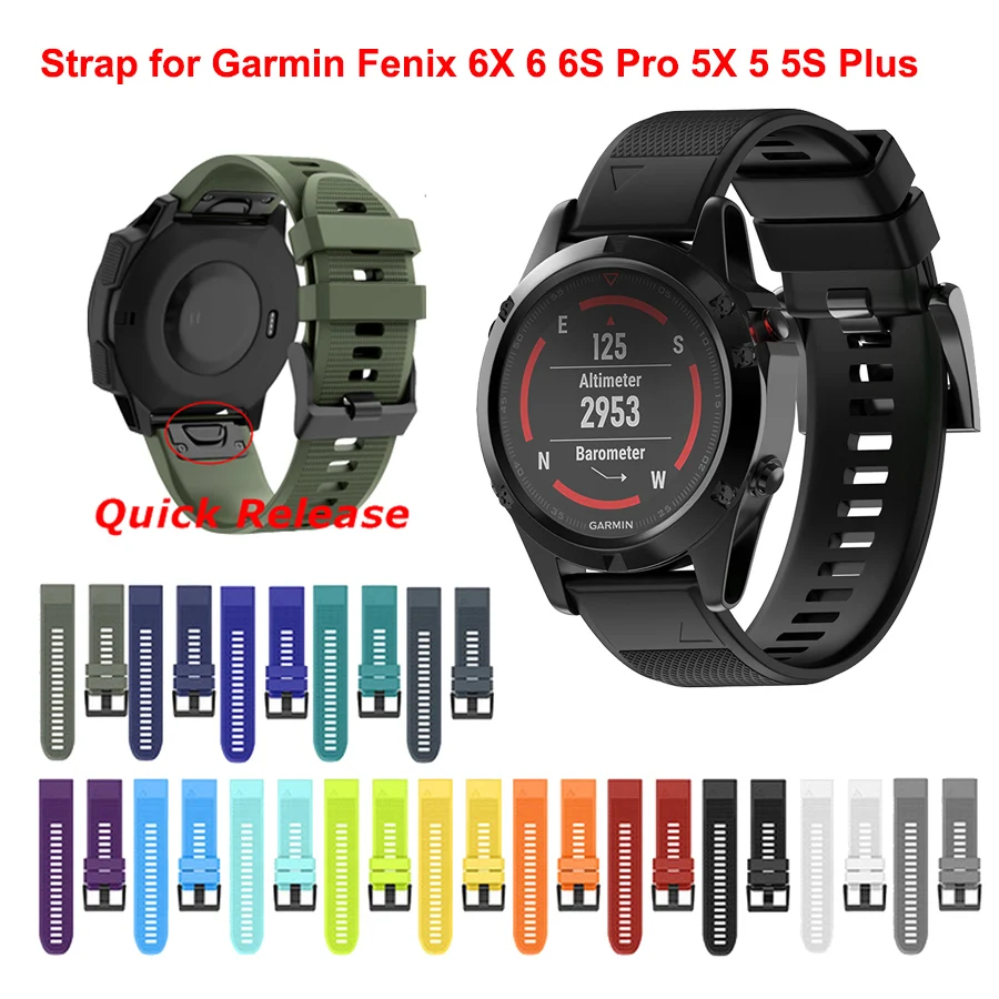 26 22mm Watchband For Garmin Fenix 6 6S 6X 7X 7 Pro 5 5X 5S Plus 3HR 935 Silicone Band Fenix7X Fenix7Watch Easyfit Wrist Strap