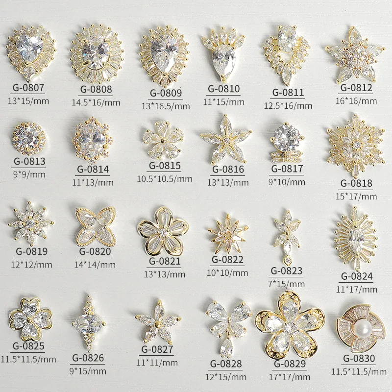 

2022 New Nail Art Elegant Flowers Oval Water Drop Big Zircon Pearl Jewelry Rhinestones with Gold Alloy for Nail Tips Decorations