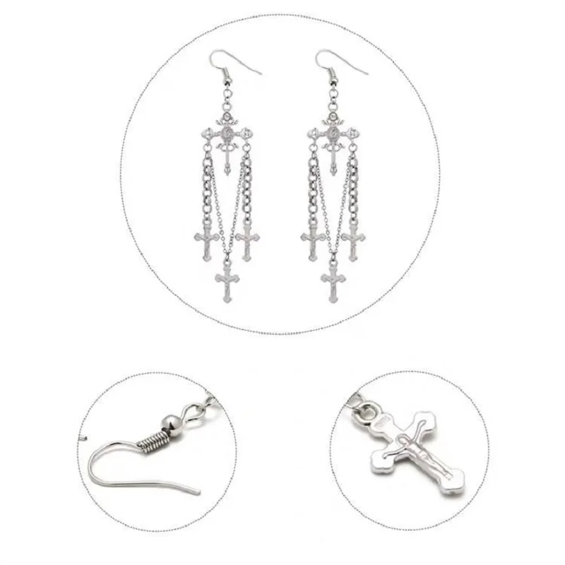 KingDeng Кисточкой Длинные Серьги Крест Золотой Цепи Крюк Персонализированные