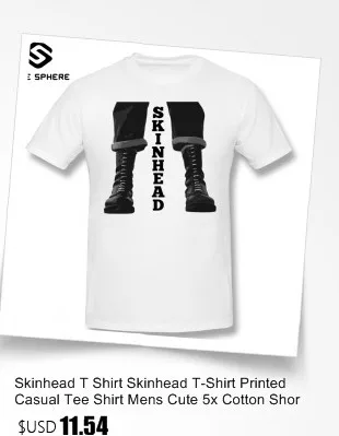 Skinhead футболка Skinhead Футболка с принтом Повседневная футболка мужская Милая 5x хлопковая футболка с коротким рукавом