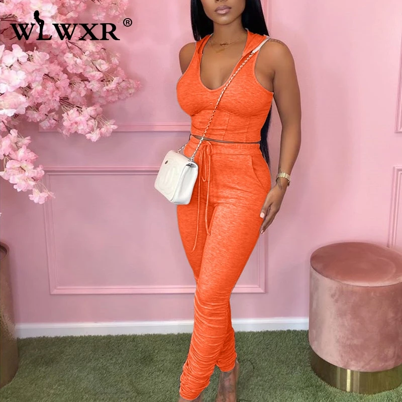 Повседневные неоновые летние наряды WLWXR комплект из 2 предметов женский