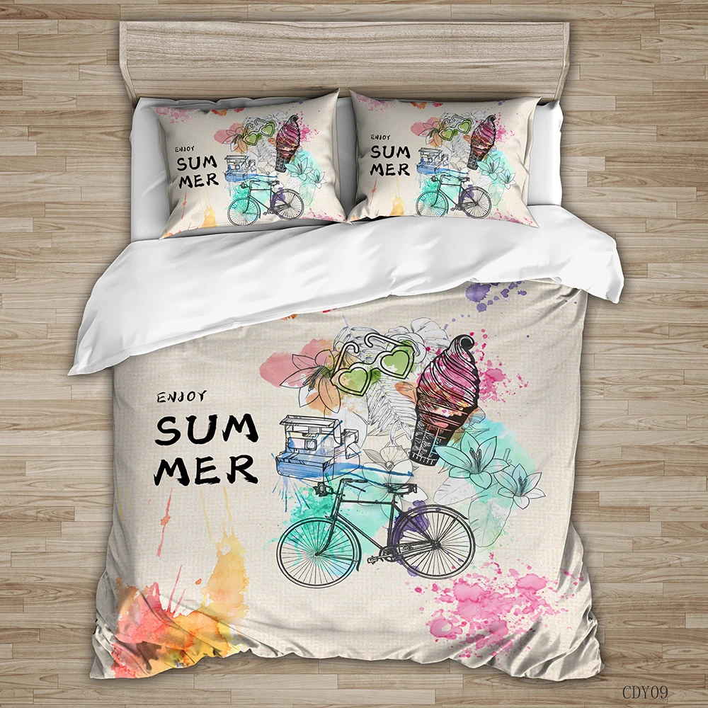 

Custom Queen King Single 3D Print Summer Furit Plant Bedroom Decor Fashion Modern Bedding Set Soft Pillowcase Duvet Cover Set