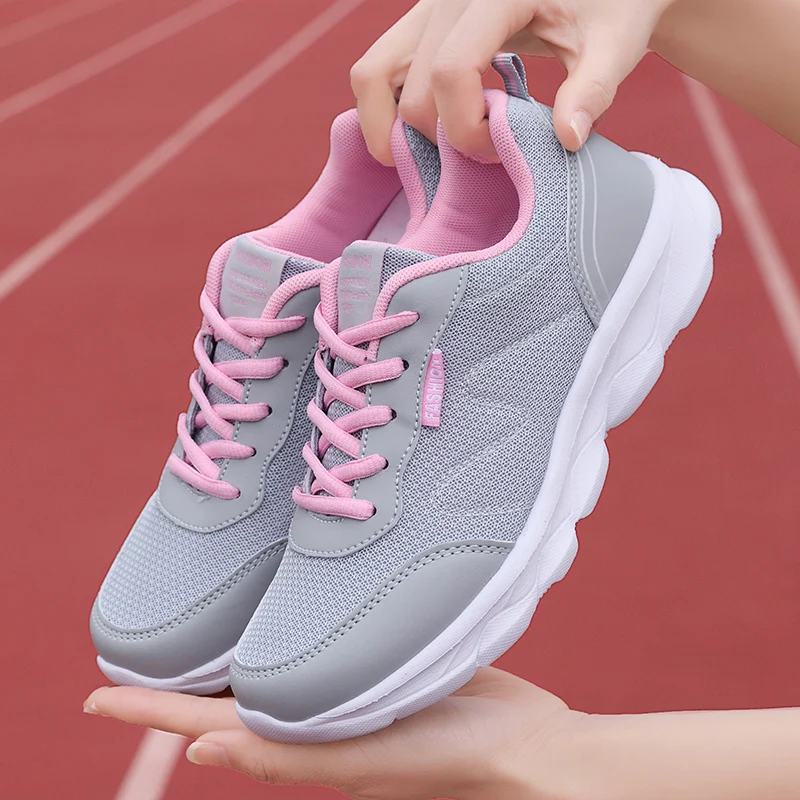 

Sneakers Women's Shoes Mesh Breathable Soft Bottom Light Bottom Travel Shoes Fashion Women's Vulcanized Shoes Laces