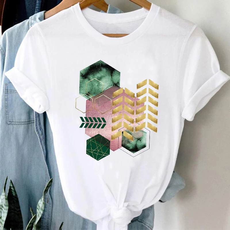 

Женские футболки в стиле 90-х с геометрическим рисунком акварелью для девушек; Для женщин; Симпатичные Модные Одежда Графический Футболка То...