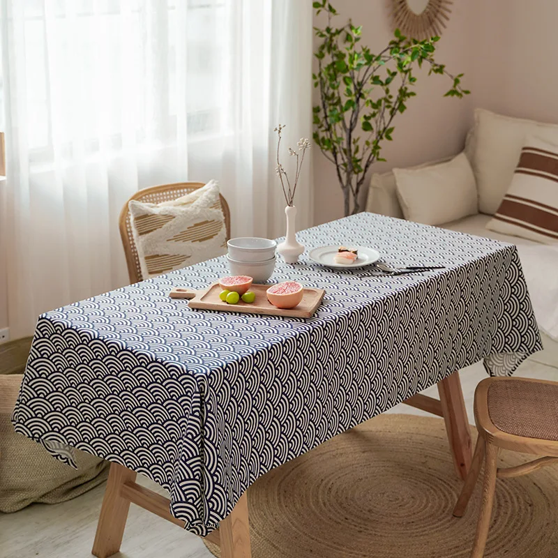 Japanese Style Cotton Linen Tablecloth Corrugated Waves Household Tea Table Literary Fan Photography Background Cloth | Дом и сад