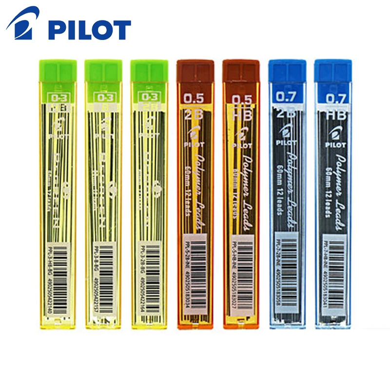 12 баррелей/лот пилота Оптовая полимерные карандаши приводит 0 3/0 5/0 7 HB/2B/B 60 мм