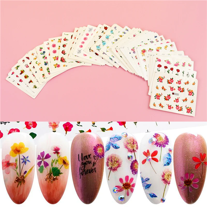 

50pcs Nail Stickers Set Little Flowers Pattern Ultra-thin Art Decals DIY Nail Art Decorations Manicure Accessories