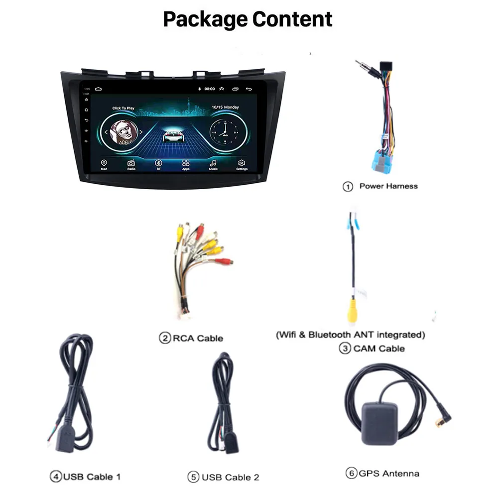Android 10.1 Car Multimedia Player for Suzuki Swift 2011 2012 2013 2014 2015 Radio GPS Navigation WiFi 2din no DVD BT | Автомобили и