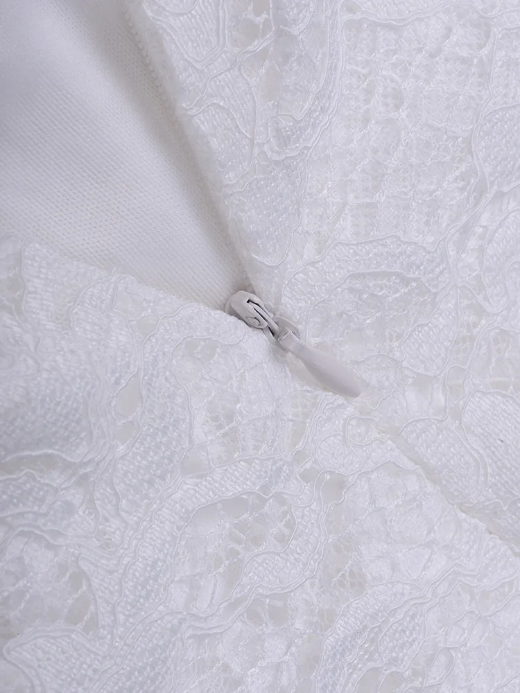 

New Arrival Fashion Sleeveless V Neck Sexy White Lace Dress Women Backless Wedding Party Cocktail Dress Vestidos De Noche
