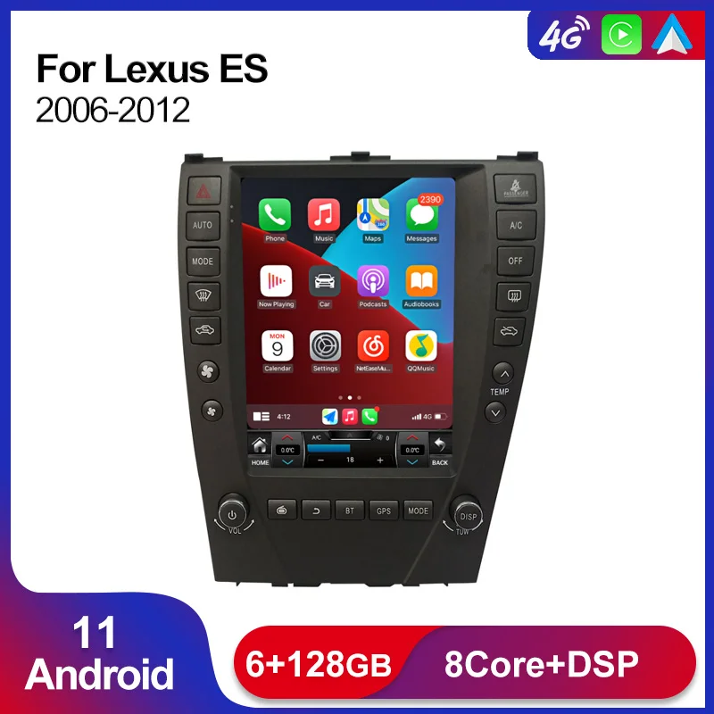 

4G Lte Android 11 6 + 128G автомобильный радиоприемник, стереоприемник для Lexus ES ES240 ES300 ES330 ES350 2006-2012, GPS-навигация, IPS экран Tesla