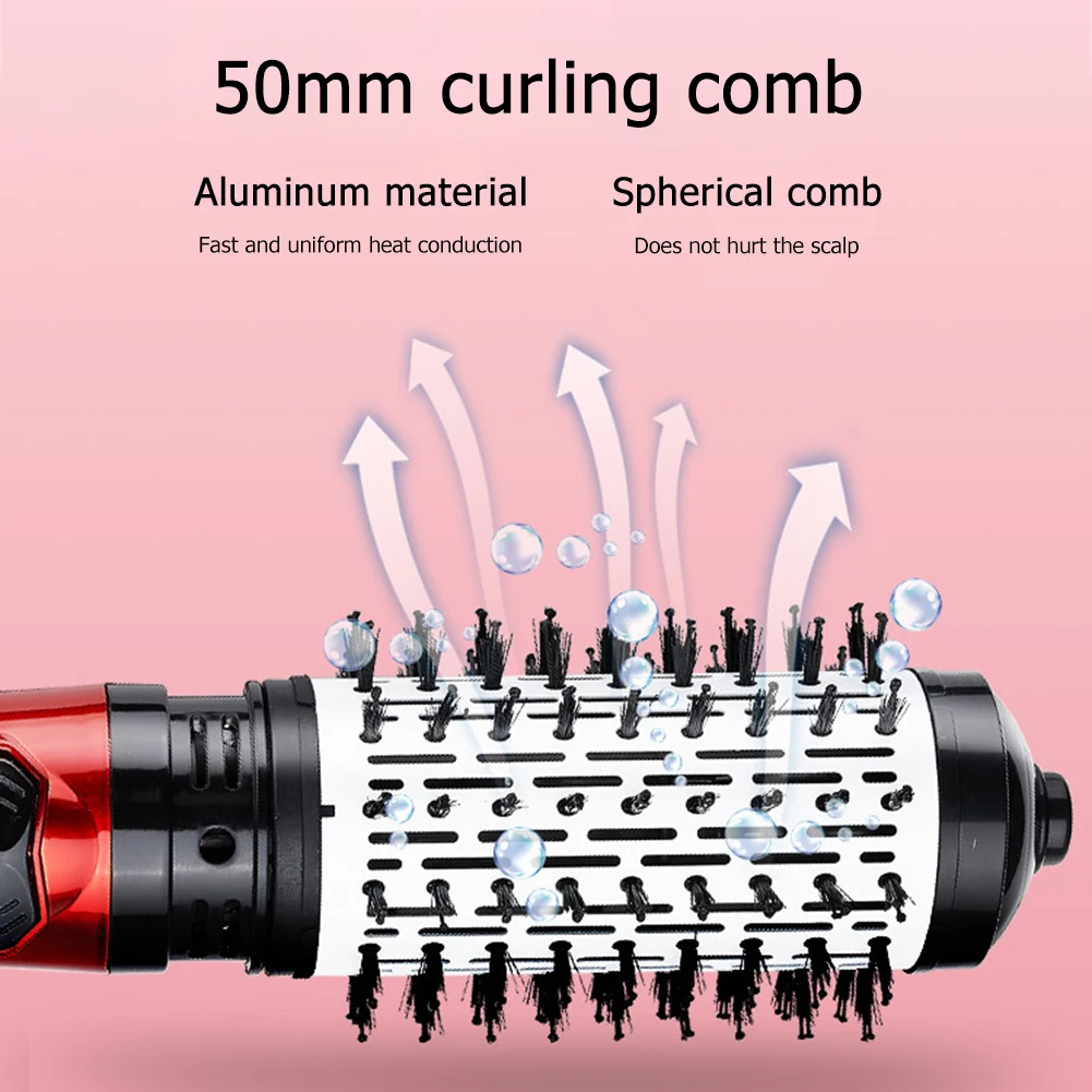 

Round 2 in 1 Rotating Brush Hair Dryer Curling Straight Ion Hot Air Comb Hair Dryer Curling Straight Comb Brush